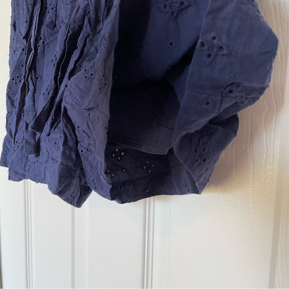 Mi Ami Navy Blue Eyelet Lace 100% Cotton Paper Bag Shorts Size Medium - Picture 6 of 6
